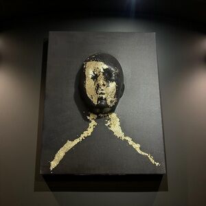 Abstract Black and Gold Face Art Canvas